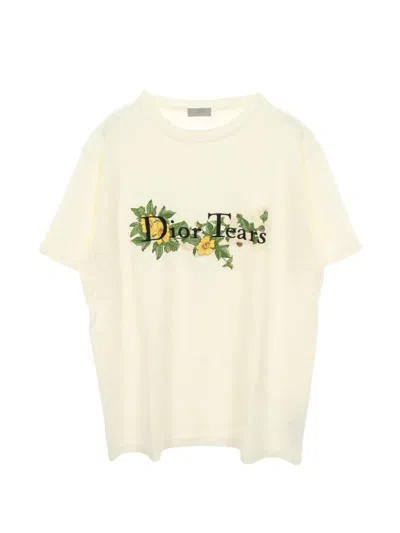 Pre-owned Dior X Denim Tears 2010s Logo-embroidered T-shirt In Neutral