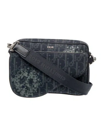 Pre-owned Dior X Denim Tears Oblique Jacquard Crossbody Bag 2023 In Blue