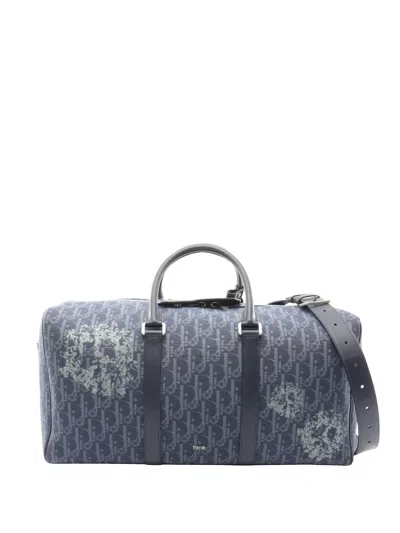 Pre-owned Dior X Ⅾenim Tears 50 Rango Oblique Peace Boston Bag In Blue