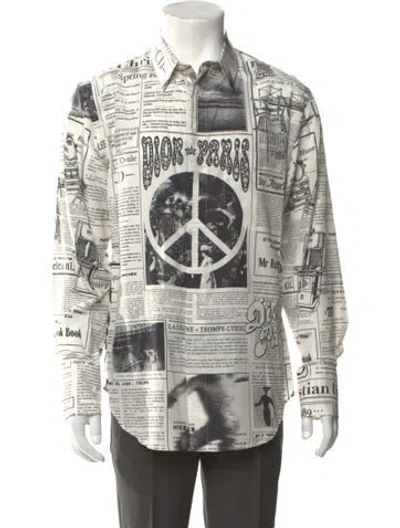 Pre-owned Dior X Erl Graphic Print Long Sleeve Shirt In White