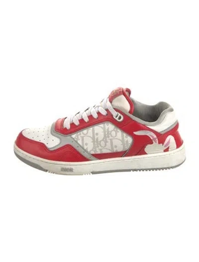 Pre-owned Dior X Erl Oblique Jacquard Leather Sneakers In Red
