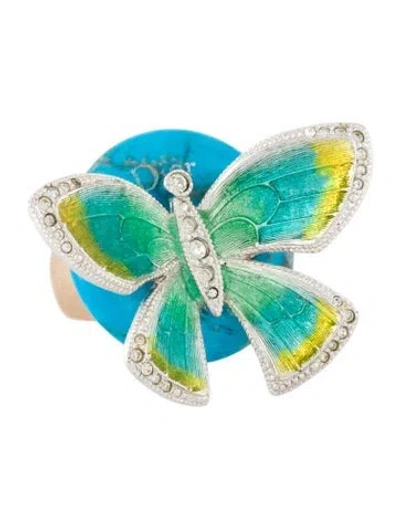 Pre-owned Dior X Galliano Stone, Enamel & Crystal Butterfly Tonki Ring