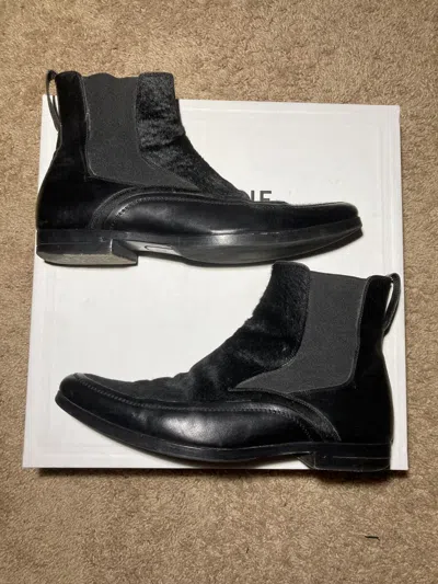 Pre-owned Dior X Hedi Slimane Aw05 Dior Pony Hair Chelsea Boots 40 2005 Hedi Glam Rock In Black