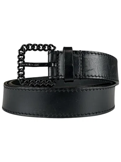 Pre-owned Dior X Hedi Slimane Aw06 Dior Homme Hedi Slimane Chain Link Buckle Leather Belt In Black
