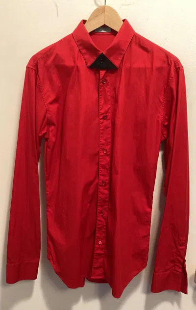 Pre-owned Dior X Hedi Slimane Aw07 "navigate" Folded Collar Red / Black Button-up Shirt