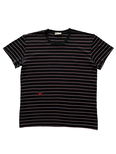 Pre-owned Dior X Hedi Slimane Dior Hedi Slimane Striped Short Sleeve T-shirt In Black/red/white