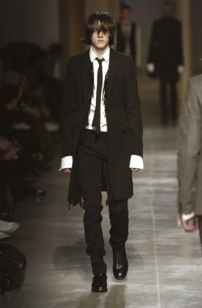 Pre-owned Dior X Hedi Slimane Dior Homme Aw02 Fringe Coat In Black