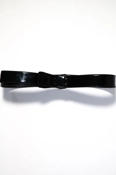 Pre-owned Dior X Hedi Slimane Dior Homme Aw07 Double Prong Patent Leather Belt In Black