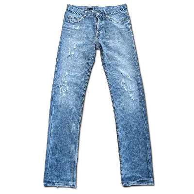 Pre-owned Dior X Hedi Slimane Dior Homme Hedi Slimane Distressed Denim Jeans Light Blue