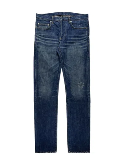 Pre-owned Dior X Hedi Slimane Dior Homme Mij Clawmark Distressed Faded Denim Jeans In Blue