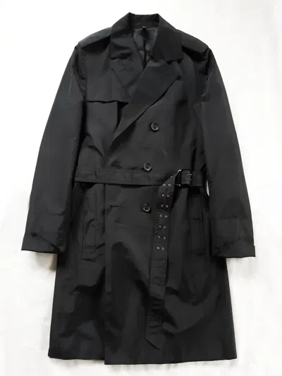 Pre-owned Dior X Hedi Slimane Dior Homme Silk Trench Coat Ss 2003 "follow Me" Runway In Black