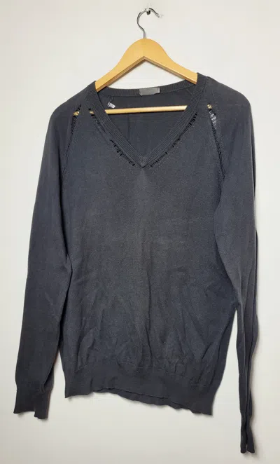 Pre-owned Dior X Hedi Slimane Distressed Sweater F/w 2007 In Faded Black