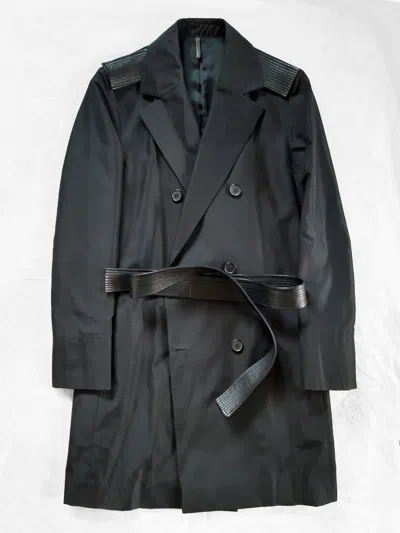 Pre-owned Dior X Hedi Slimane Silk And Leather Trench Coat Ss 2002 "boys Don't Cry" Runway In Black