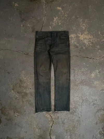 Pre-owned Dior X Hedi Slimane Ss04 “strip” Dirty Bleu Claire Clawmark Jeans In Blue