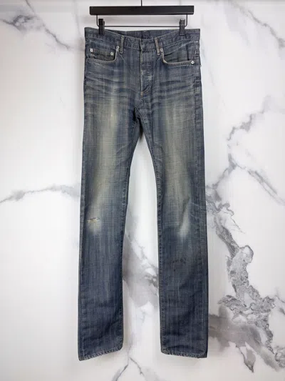 Pre-owned Dior X Hedi Slimane Ss05 Dior Homme Beck Glitter Wax Coated Whisker Denim Jeans In Blue