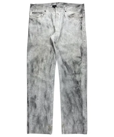 Pre-owned Dior X Hedi Slimane Ss06 Dior Homme Dirty Snow Marble Denim Jeans White In Gray