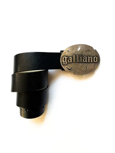 Pre-owned Dior X John Galliano Vintage Galliano Leather Belt By Dior Gothic Punk Big Buckle In Black