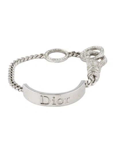 Pre-owned Dior X John Galliano Vintage Iconic Crystal Id Link Bracelet, 7" In Transparent