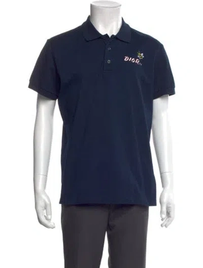 Pre-owned Dior X Kaws 2019 Bee Accent Polo Shirt In Blue
