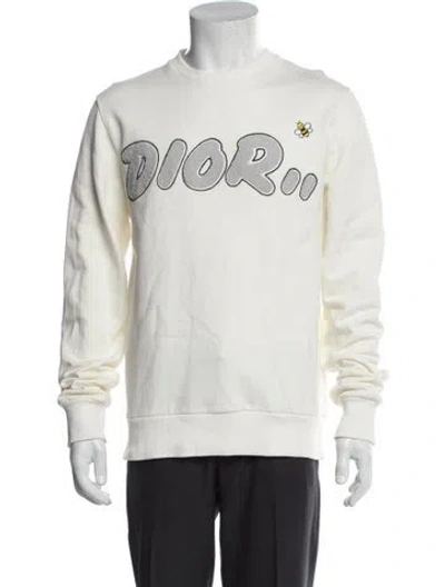 Pre-owned Dior X Kaws 2019 Signature Logo Sweatshirt In White