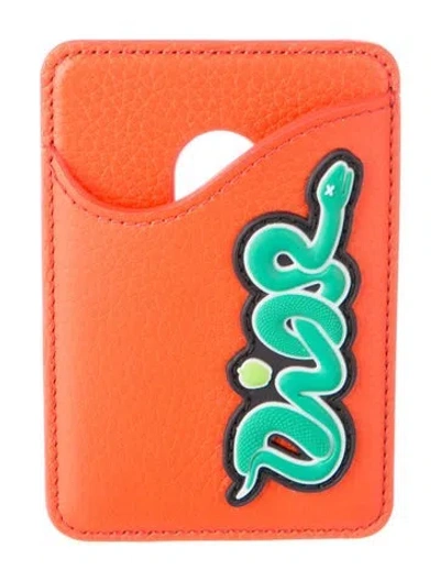 Pre-owned Dior X Kaws 2024 Leather Card Holder In Orange