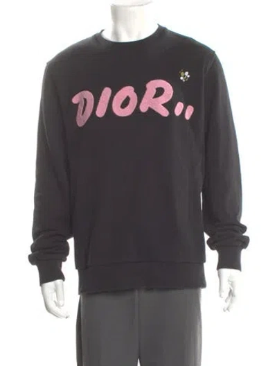 Pre-owned Dior X Kaws Graphic Print Crew Neck Sweatshirt In Gray
