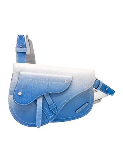 Pre-owned Dior X Kaws Leather Saddle In Blue