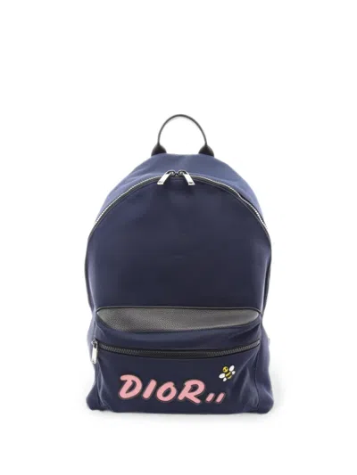 Pre-owned Dior X Kaws Logo-print Backpack In Blue