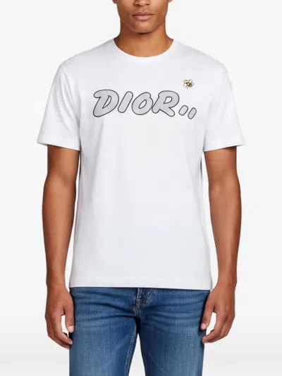Pre-owned Dior X Kaws Logo-print T-shirt In White