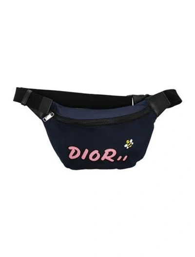 Pre-owned Dior X Kaws Nylon Belt Bag In Blue