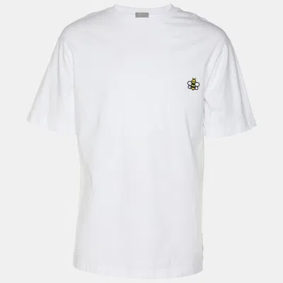 Pre-owned Dior X Kaws White Cotton Bee Embroidered Oversized Crewneck T-shirt Xs