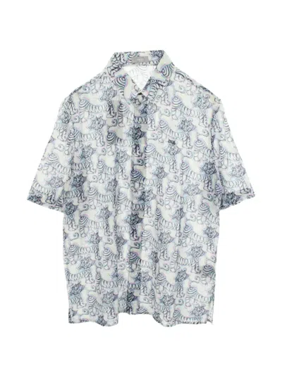 Pre-owned Dior X Kenny Scharf 2010s Tiger-print Short-sleeve Shirt In White