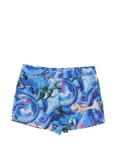 Pre-owned Dior X Kenny Scharf 2020 Pattern Swim Shorts In Blue