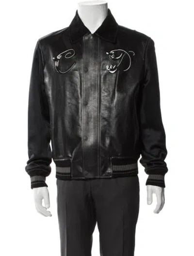Pre-owned Dior X Kenny Scharf 2021 Leather Bomber Jacket In Black