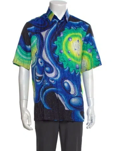 Pre-owned Dior X Kenny Scharf 2021 Oblique Jacquard Shirt In Blue