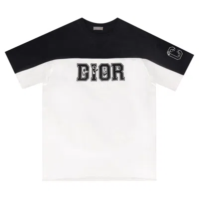 Pre-owned Dior X Kenny Scharf Ltd Edition Oversized Logo Embroidered T-shirt In Gray