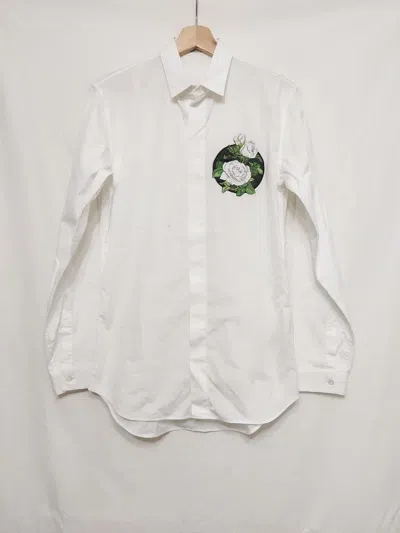 Pre-owned Dior X Kris Van Assche Ss16 Runway Floral Rose Embroidery Shirt In White
