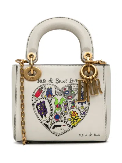 Pre-owned Dior 2017 X Niki De Saint Phalle Mini Lady  Satchel In White