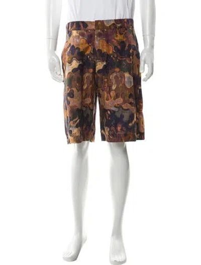 Pre-owned Dior X Peter Doig 2020 Flat Front Shorts In Brown