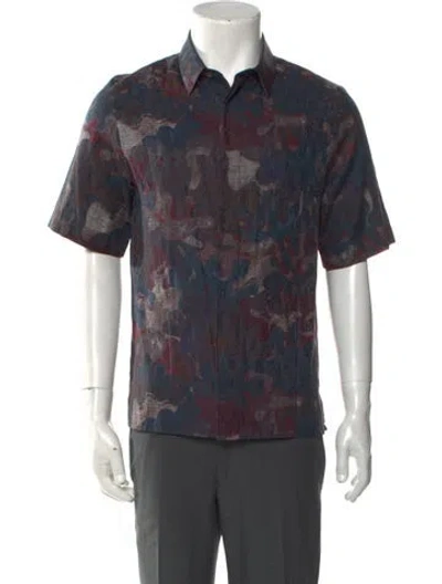 Pre-owned Dior X Peter Doig 2020 Oblique Jacquard Shirt In Burgundy