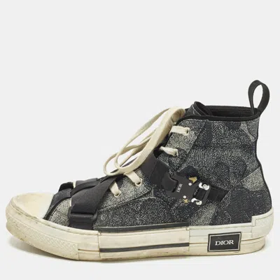 Pre-owned Dior X Peter Doig B23 'buckle' Sneakers Size 43.5 Two Tone Coated Canvas High Top Sneakers In Black