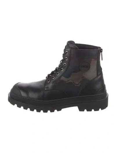 Pre-owned Dior X Peter Doig Leather Combat Boots In Black