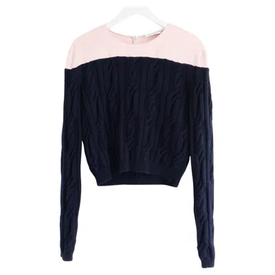 Pre-owned Dior X Raf Simons Pre-fall 2015 Cable Knit Silk Shoulder Sweater In Black