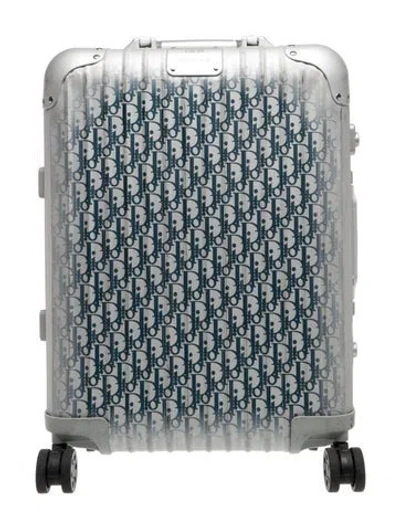 Pre-owned Dior X Rimowa Aluminum Gradient Oblique 4-wheel Cabin Suitcase In Multi