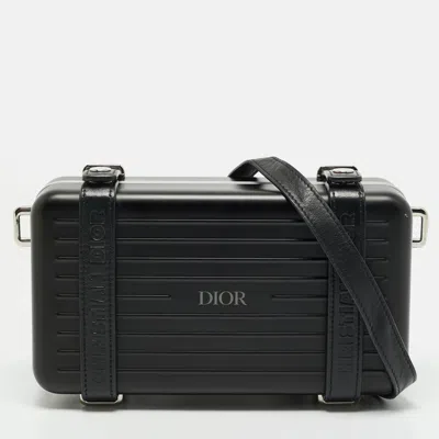 Pre-owned Dior X Rimowa Black Aluminium Personal Clutch On Strap