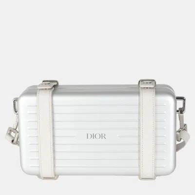Pre-owned Dior X Rimowa Grey Aluminum Personal Clutch On Strap