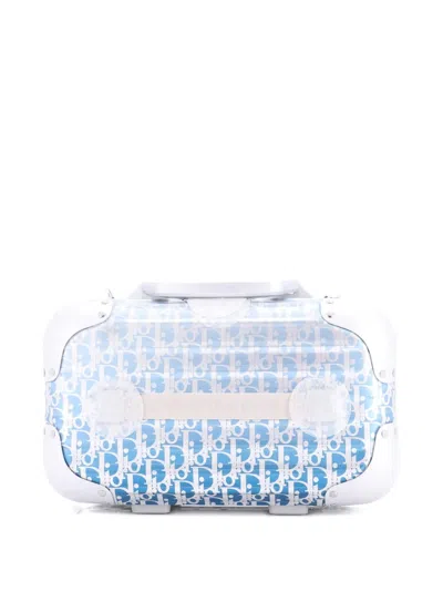 Pre-owned Dior X Rimowa Hand Case Oblique Aluminum Satchel In Blue