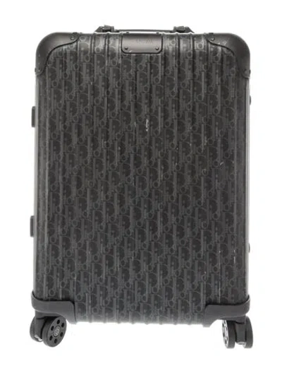 Pre-owned Dior X Rimowa Oblique Carry-on Suitcase In Black
