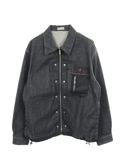 Pre-owned Dior X Sacai 2010s Logo-patch Denim Jacket In Blue