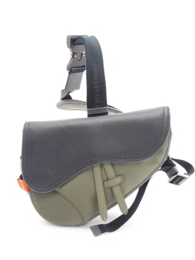 Pre-owned Dior X Sacai 2010s Saddle Belt Bag In Green